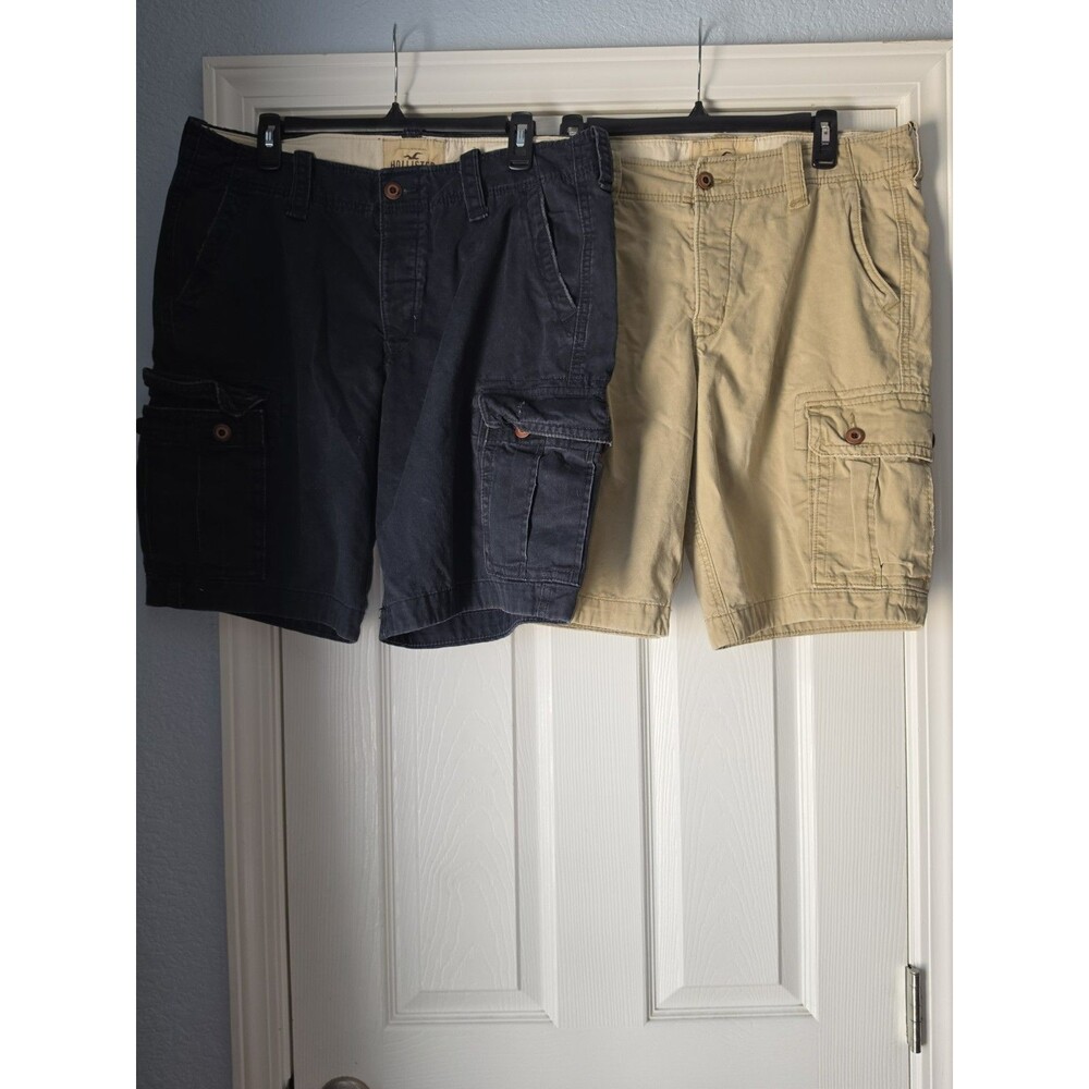 Hollister Lot of 2 Classic Cargo Shorts Men's Sz 34 Navy Blue and Tan